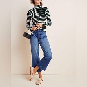 PAIGE Nellie Cropped Wide-Leg Blue Jeans
